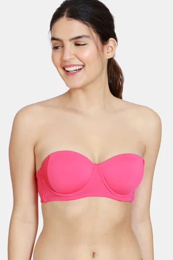 Buy Zivame Firefly Dreams Padded Wired 3/4Th Coverage Strapless Bra - Raspberry