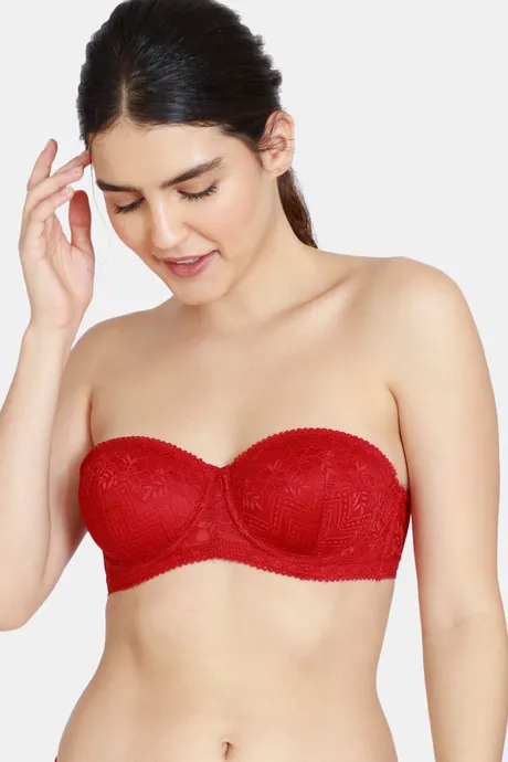 Zivame Love Stories Padded Wired 3/4th Coverage Strapless Bra - Chilli  Pepper