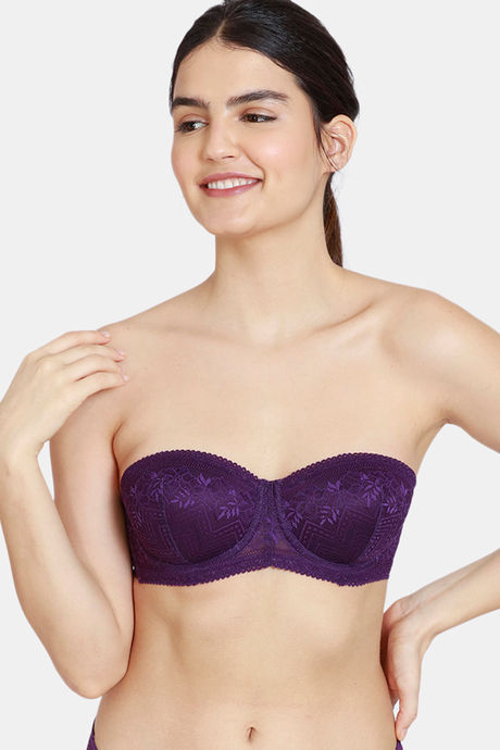 Buy Zivame Love Stories Padded Wired 3/4th Coverage Strapless Bra - Crown  Jewel at Rs.583 online