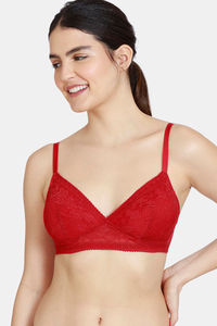 Buy Zivame Love Stories Double Layered Non-Wired 3/4th Coverage Lace Bra - Chilli Pepper