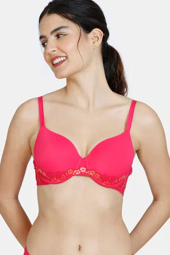 Buy Zivame Ruby Spark Padded Wired 3/4th Coverage T-Shirt Bra - Virtual Pink