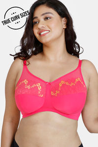 Buy Zivame Ruby Spark Single Layered Non-Wired Full Coverage Super Support Bra - Virtual Pink