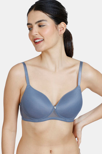 Buy Zivame Moonshine Maiden Padded Non Wired 3/4th Coverage T-Shirt Bra - Folkstone Grey