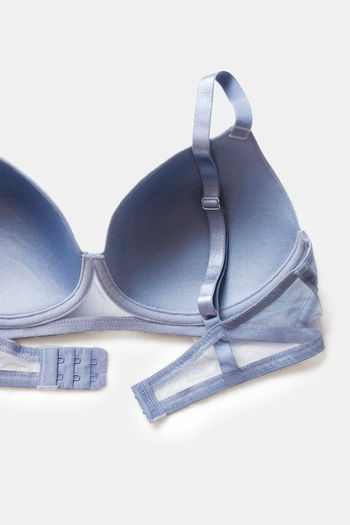 AISILIN Women's Non-Wired Cotton Sleep Unpadded Full Cup Bra, Blue Mist  Grey : : Fashion