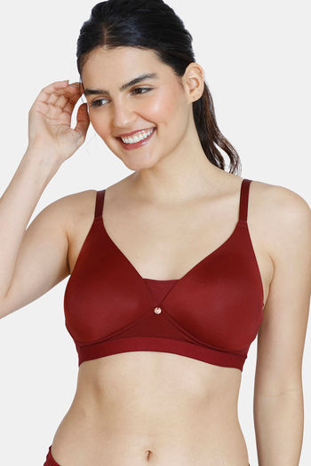 Buy Zivame Beautiful Basics Padded Non Wired 3/4th Coverage T-Shirt Bra - Cabernet