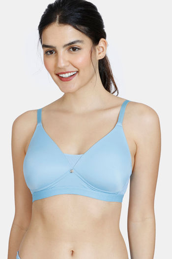 Buy Zivame Beautiful Basics Padded Non Wired 3/4th Coverage T-Shirt Bra -  Dusk Blue at Rs.498 online