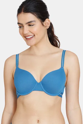 Buy Zivame Dancing Queen Padded Wired 3/4th Coverage T-Shirt Bra - Vallarta Blue