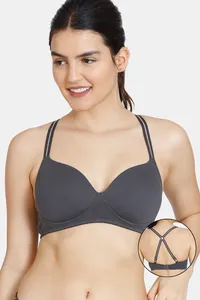 Buy Zivame Dancing Queen Padded Non-Wired 3/4Th Coverage T-Shirt Bra - Forge Iron