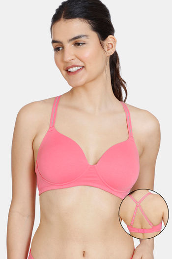 Buy Zivame Dancing Queen Padded Non Wired 3/4th Coverage T-Shirt Bra - Pink Lemonade