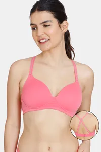 Buy Zivame Dancing Queen Padded Non-Wired 3/4Th Coverage T-Shirt Bra - Pink Lemonade