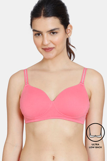 Buy Zivame Dancing Queen Padded Non-Wired 3/4Th Coverage Ultra Low Back T-Shirt Bra - Pink Lemonade