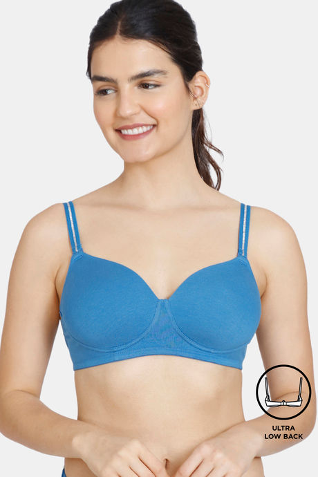 Buy Zivame Dancing Queen Padded Non Wired 3/4th Coverage Ultra Low Back  T-Shirt Bra - Vallarta Blue at Rs.450 online