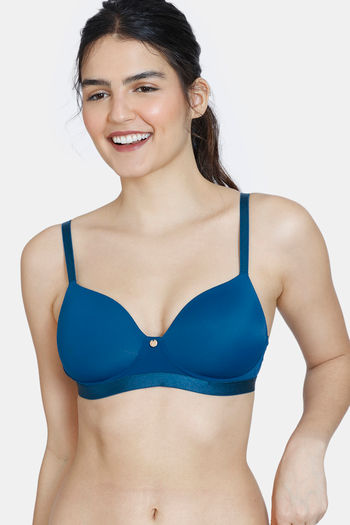 Buy Zivame After Sunset Padded Non Wired 3/4th Coverage T-Shirt Bra - Sailor Blue
