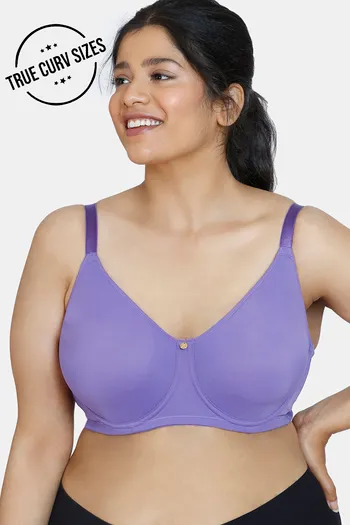 Buy Zivame True Curv After Sunset Lightly Lined High Wired Full Coverage Minimiser Bra - Purple Corallites