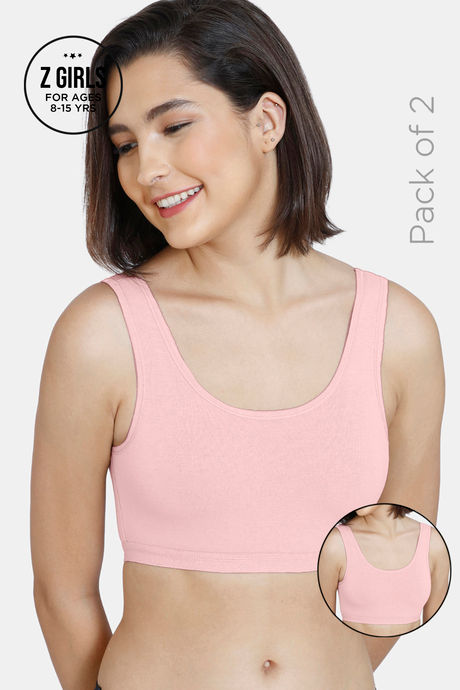 Buy Zivame Girls Double Layered Non Wired Full Coverage Slip-on Beginner Bra  (Pack of 2) - Pink at Rs.519 online