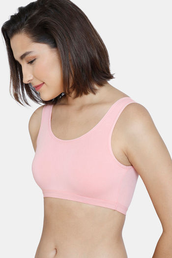 Buy Zivame Girls Double Layered Non Wired Full Coverage Racerback Beginner  Sports Bra (Pack of 2) - Pink at Rs.569 online
