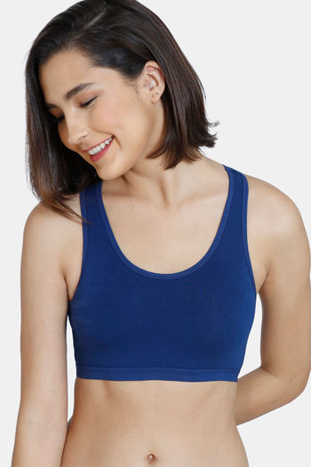 Buy Zivame Girls Double Layered Non Wired Full Coverage Racerback Beginner  Sports Bra (Pack of 2) - Pink Navy at Rs.844 online