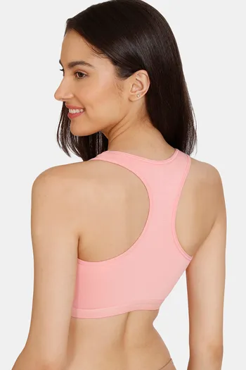 Buy Zivame Girls Double Layered Non Wired Full Coverage Racerback Beginner  Sports Bra (Pack of 2) - Pink Roebuck at Rs.617 online