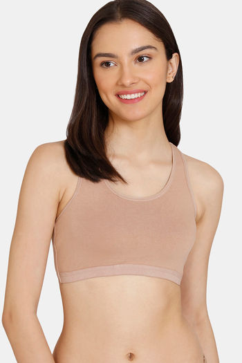 Buy Zivame Girls Double Layered Non Wired Full Coverage Racerback Beginner  Sports Bra (Pack of 2) - Roebuck at Rs.569 online