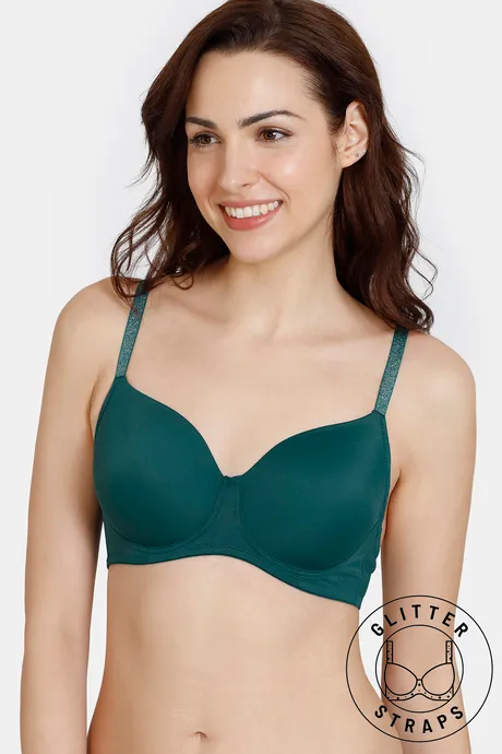 Buy Zivame Glitter Straps Padded Non Wired 3/4th Coverage T-Shirt Bra -  Botanical Garden at Rs.779 online