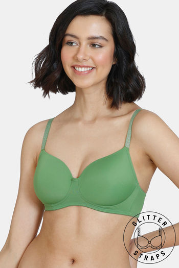 Buy Zivame Glitter Straps Padded Non Wired 3/4th Coverage T-Shirt Bra -  Campsite at Rs.450 online