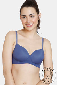 Buy Zivame Glitter Straps Padded Non Wired 3/4th Coverage T-Shirt Bra - Deep Cobalt