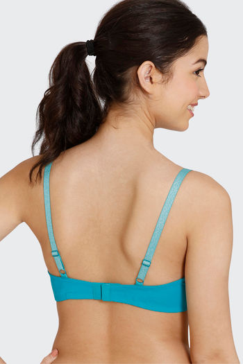 Buy Zivame Glitter Straps Padded Non Wired 3/4th Coverage T-Shirt Bra -  Deep Peacock Blue at Rs.585 online