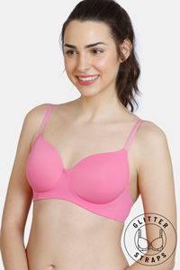 Buy Zivame Glitter Straps Padded Non Wired 3/4th Coverage T-Shirt Bra - Ibis Rose