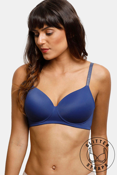Buy Zivame Glitter Straps Padded Non Wired 3/4th Coverage T-Shirt Bra With  Thong - Maroon R Red at Rs.419 online, Bra online