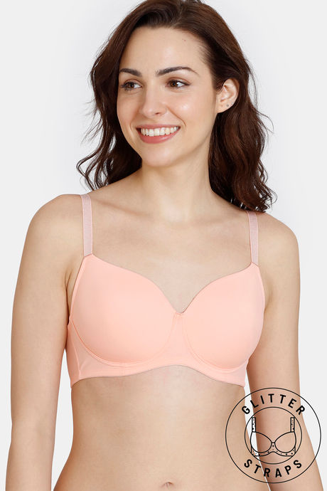 Buy Zivame Beautiful Basics Padded Wired 3-4th Coverage Strapless Bra -  Peach Pearl online