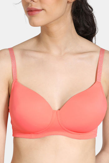 Buy Zivame Glitter Straps Padded Non Wired 3/4th Coverage T-Shirt Bra -  Peach Pearl at Rs.494 online