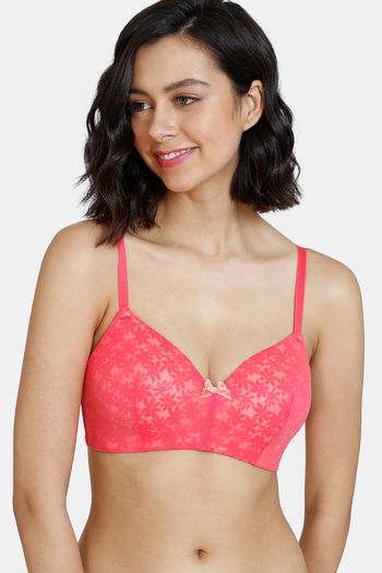 Buy Zivame Wildberry Fling Padded Non Wired 3/4th Coverage T-Shirt Bra - Rouge Red