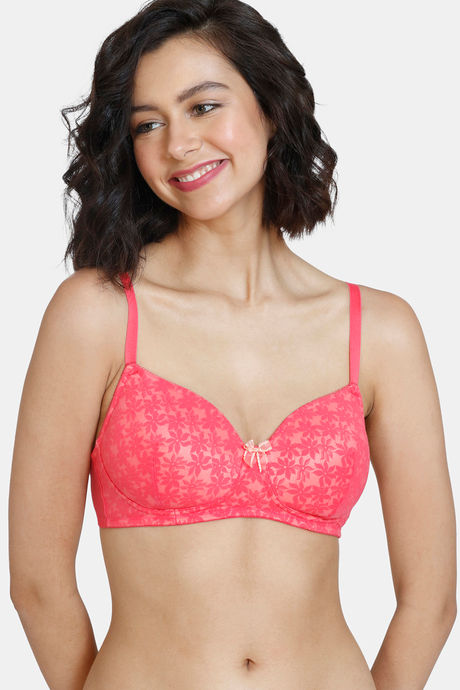 Buy Zivame Padded Wired 3-4th Coverage T-Shirt Bra - Rouge Red - Red Online