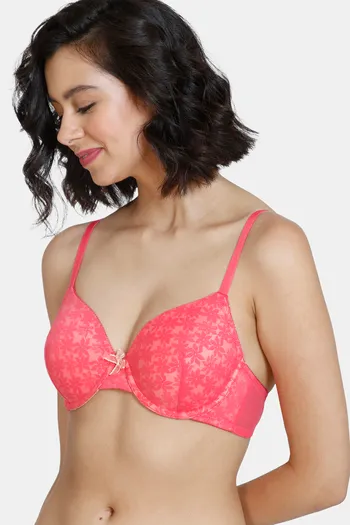 Buy Zivame Wildberry Fling Padded Wired 3/4Th Coverage T-Shirt Bra - Rouge Red