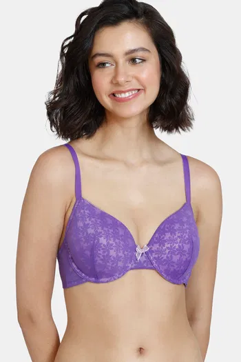 Buy Zivame Wildberry Fling Padded Wired 3/4Th Coverage T-Shirt Bra - Royal Purple