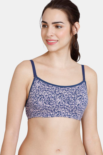 Zivame Vivacious Padded Non Wired 3/4th Coverage T-Shirt Bra - Blue Print
