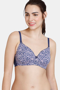 Buy Zivame Mosaic Valley Padded Non Wired 3/4th Coverage T-Shirt Bra -  Purple Print