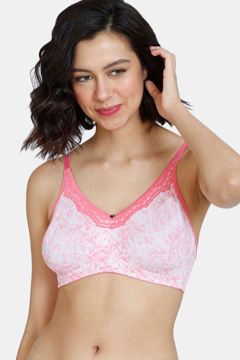 Buy Zivame Mio Amore Double Layered Non Wired 3/4th Coverage T-Shirt Bra -  Pink Print at Rs.380 online
