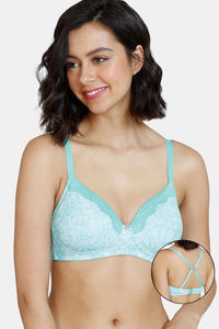 Buy Zivame Mio Amore Padded Non Wired 3/4th Coverage T-Shirt Bra - Green Print