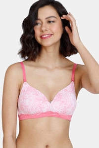 Buy Zivame Mio Amore Padded Non Wired 3/4th Coverage T-Shirt Bra - Pink Print