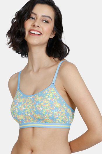 Buy Zivame Vivacious Padded Non Wired 3/4th Coverage Cami Bra - Blue Print  at Rs.448 online
