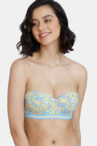 Buy Zivame Vivacious Padded Wired 3/4th Coverage Strapless Bra - Blue Print