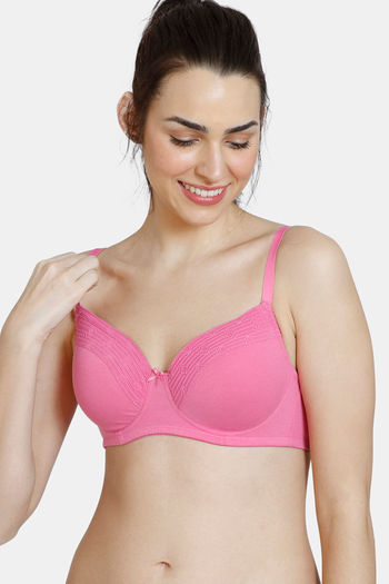 Buy Zivame Snuggle Up Padded Non Wired 3/4th Coverage Basic Bra - Ibis Rose