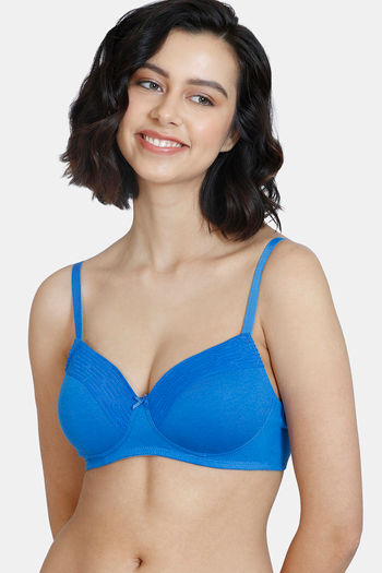Buy Zivame Snuggle Up Padded Non Wired 3/4th Coverage Basic Bra - Princess Blue
