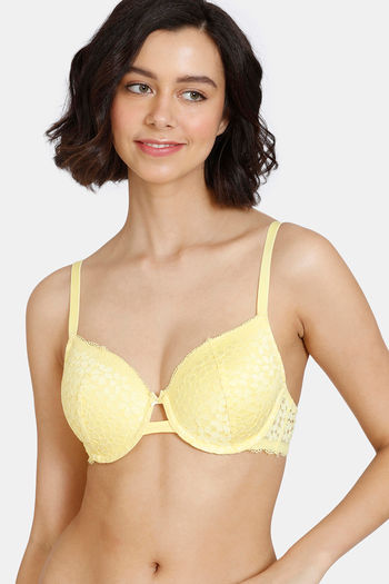 Buy Zivame Serenade Padded Wired 3/4Th Coverage Lace Bra - Sushine