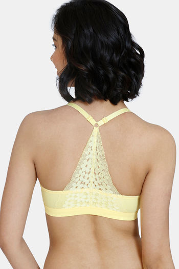 Zivame Serenade Padded Wired 3/4th Coverage Lace Bra - Sunshine