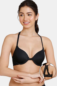 Buy Zivame Serenade Push-Up Padded Wired 3/4th Coverage Lace Bra - Anthracite