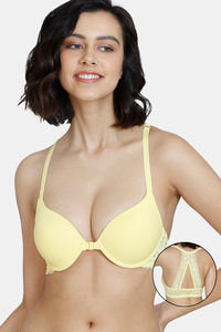 Buy Zivame Serenade Push-Up Padded Wired 3/4th Coverage Lace Bra - Sunshine