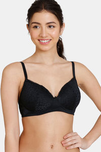 Buy Zivame Serenade Padded Non Wired 3/4th Coverage Lace Bra - Anthracite