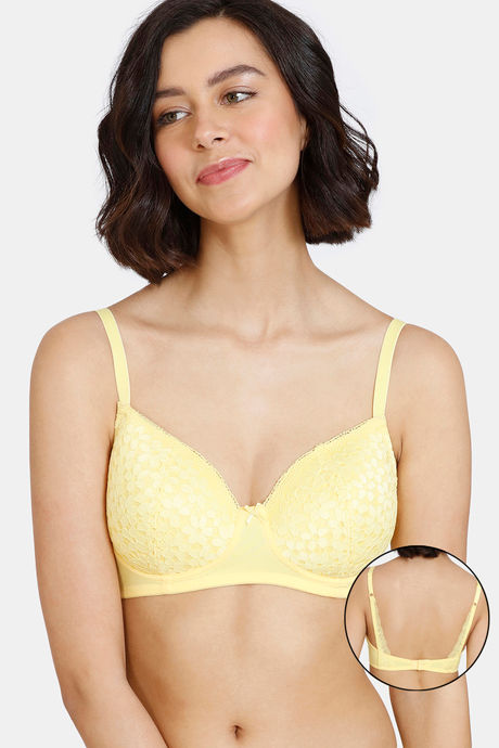 Buy Zivame Serenade Double Layered High Wired Full Coverage Super Support Lace  Bra With Hipster Panty - Sunshine at Rs.807 online, Bra online